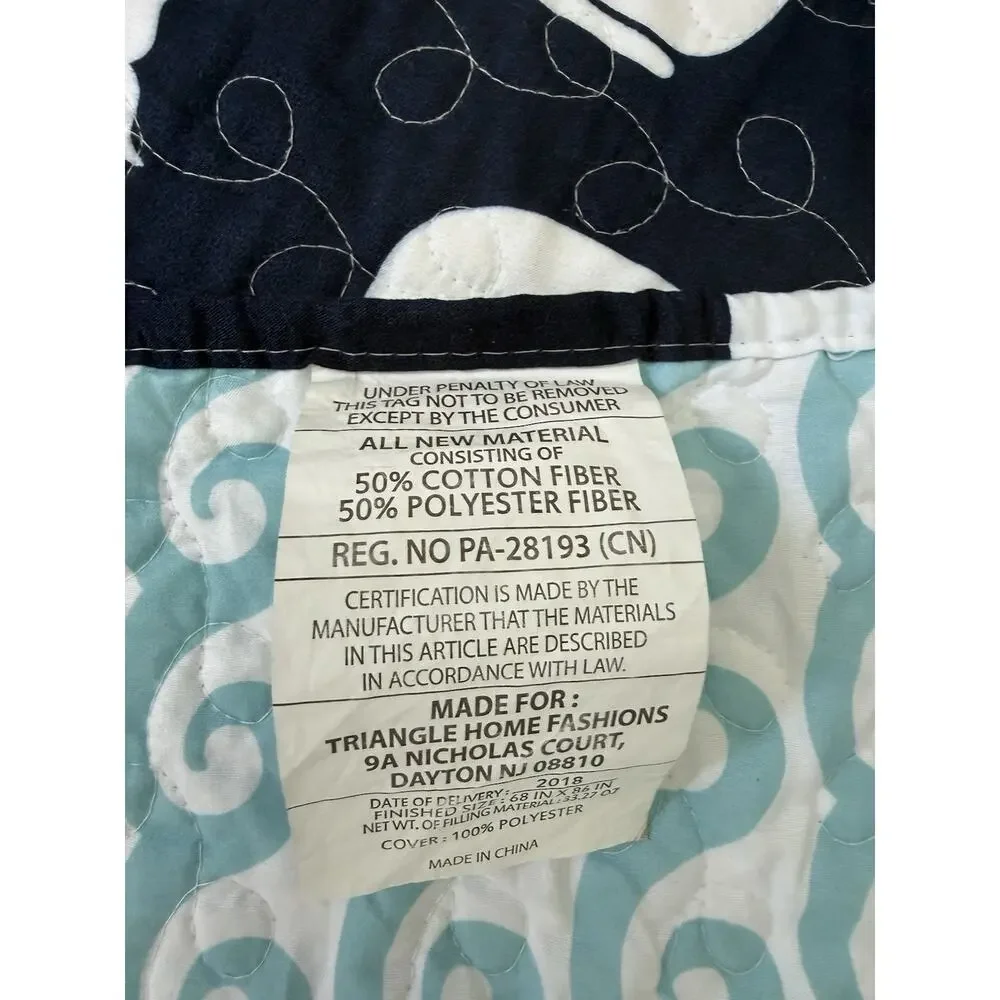 Lush Decor Whale Comforter Quilted Quilt Set Blue Size Twin Nautical Coastal